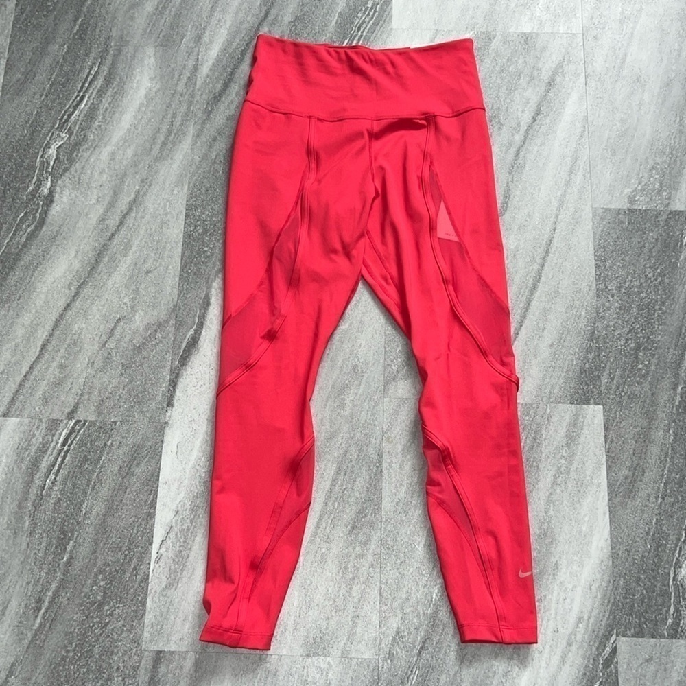 Nike Dri Fit 7/8 leggings Medium beautiful pink with mesh High Rise - Picture 4 of 13